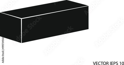 Minimal flat vector single black brick illustration isolated viewed from above