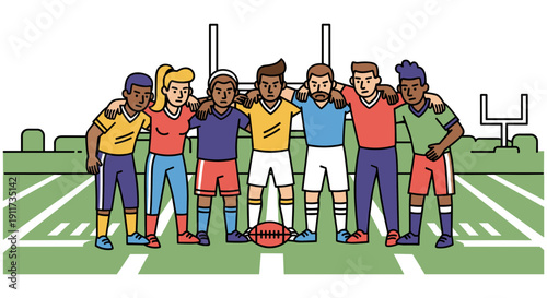 Diverse Team Celebrating on Football Field