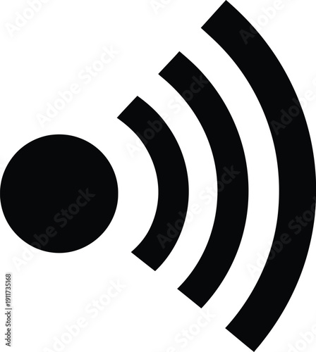 Minimal flat vector broadcast signal icon, single black, simple wireless transmission symbol