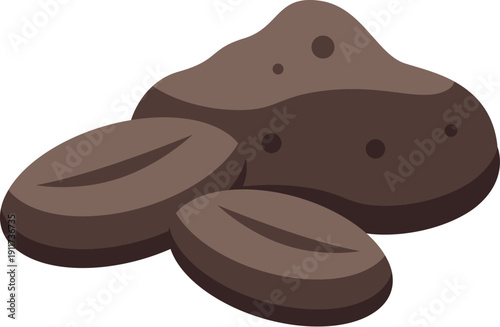 Illustration showcasing ground coffee with coffee beans, symbolizing the process of making a flavorful beverage