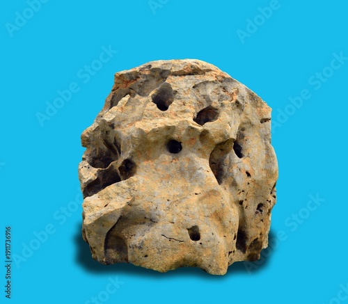 stone isolated on blue background