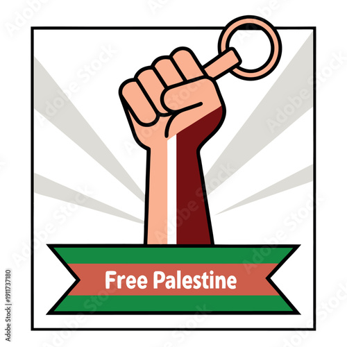 A fist holding a Palestinian key symbolizing 