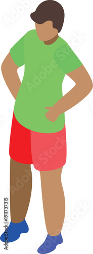Young athlete getting ready for training, isometric illustration of sports and fitness concept