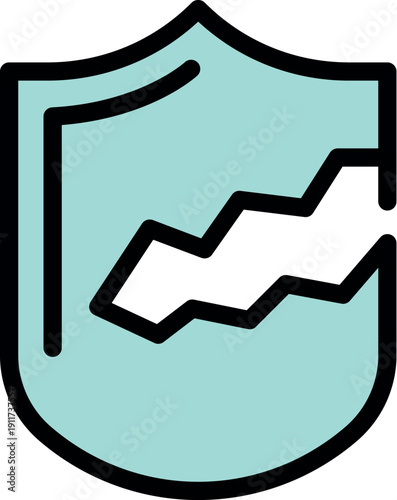 Cracked shield representing compromised safety, data breach, and cyber attack