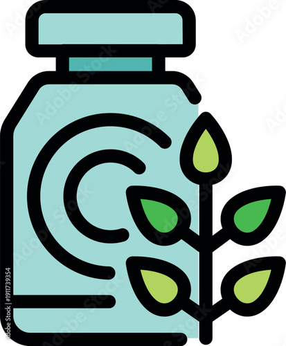 Herbal supplement bottle with vitamin c promoting a healthy lifestyle