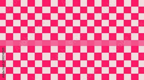 Pink and White Checkerboard Pattern with a Horizontal Band in the Center for a Playful and Graphic Design Backdrop