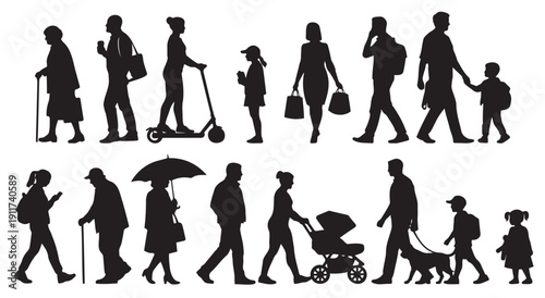Walking Crowd and Everyday Life Silhouettes Collection