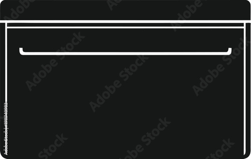 Minimal flat vector single black card holder illustration on a flat surface viewed from directly above