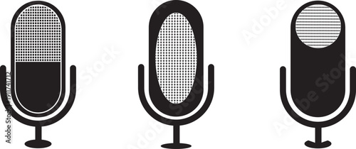 Microphone and sound waves icon for podcasting and audio recording Black microphone icon with sound waves, representing audio, voice,