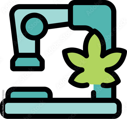 Robotic arm nurturing cannabis plant, showcasing advancements in automated cultivation and controlled environment agriculture for optimal yield