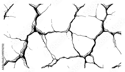 Hand drawn sketch of a cracked surface or shattered glass texture with dark organic lines