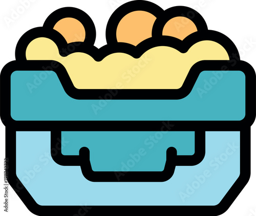 Cat litter box filled with sand and feces, offering a hygienic toilet solution for domestic cats