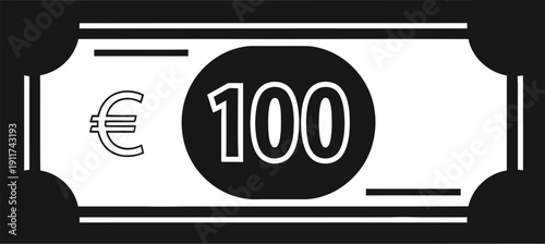 Single black cash note vector illustration on minimalistic flat design