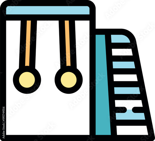 Gymnastic rings hanging from wall bars next to a climbing ladder, offering a comprehensive workout for strength and flexibility