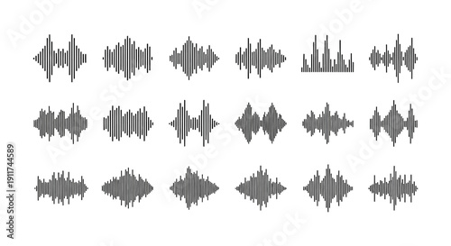 dynamic sound wave patterns visualizing audio frequency data ideal for modern music technology applications user interface design and data graphics