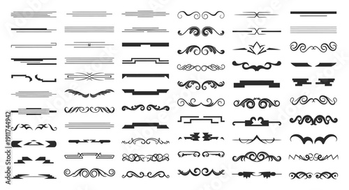 versatile vector dividers and page separators collection ideal for text decoration enhancing typography in print and web media design projects.
