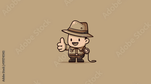 A cartoon character with a hat giving a thumbs up. A simple, inviting and friendly design