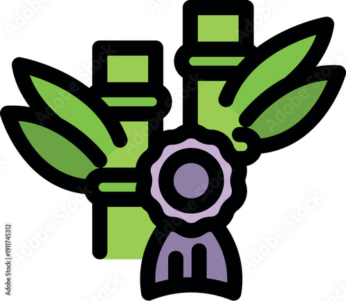 Green bamboo stalks with leaves and a medal symbolizing an award for sustainability achievements
