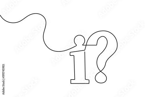 Information sign vector illustration using a single line drawing and minimalist design approach