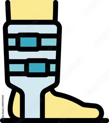 Foot with orthopedic brace, providing support and stability during recovery