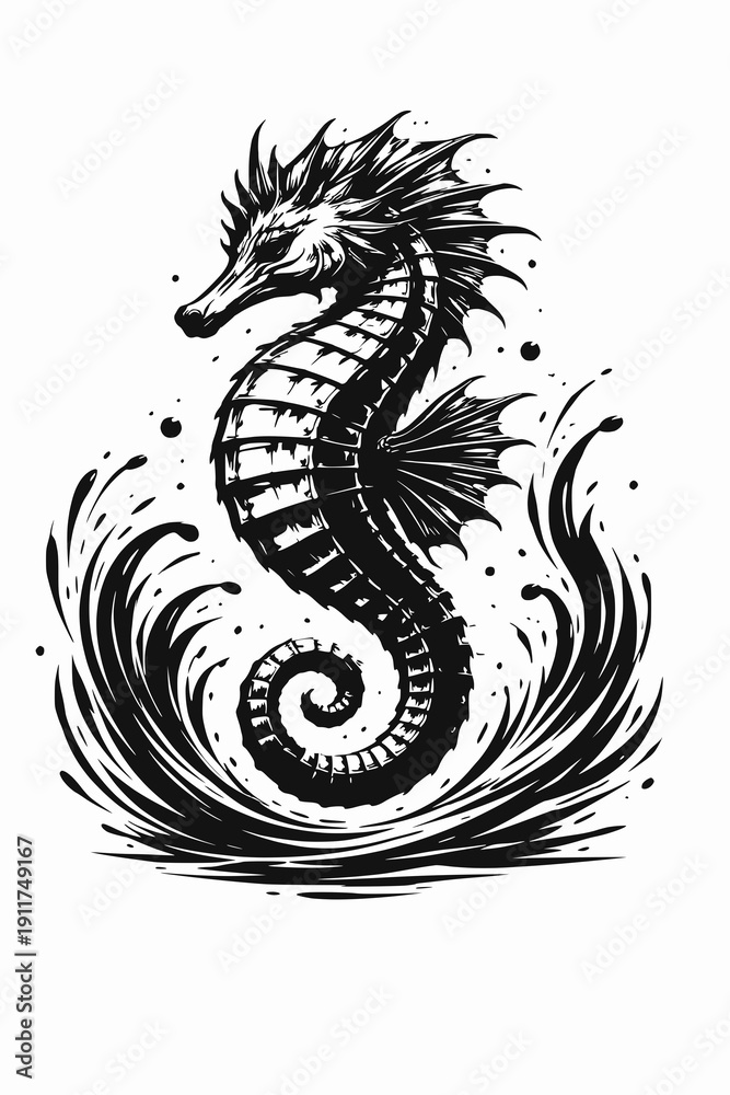Fototapeta premium Seahorse vector illustration 
