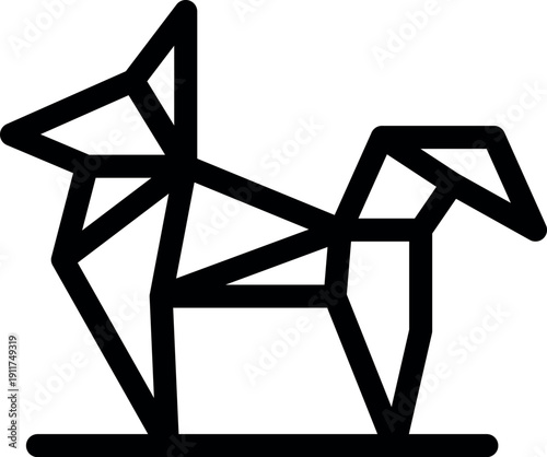 Geometric origami dog showcasing folded paper art, ideal for craft and hobby projects