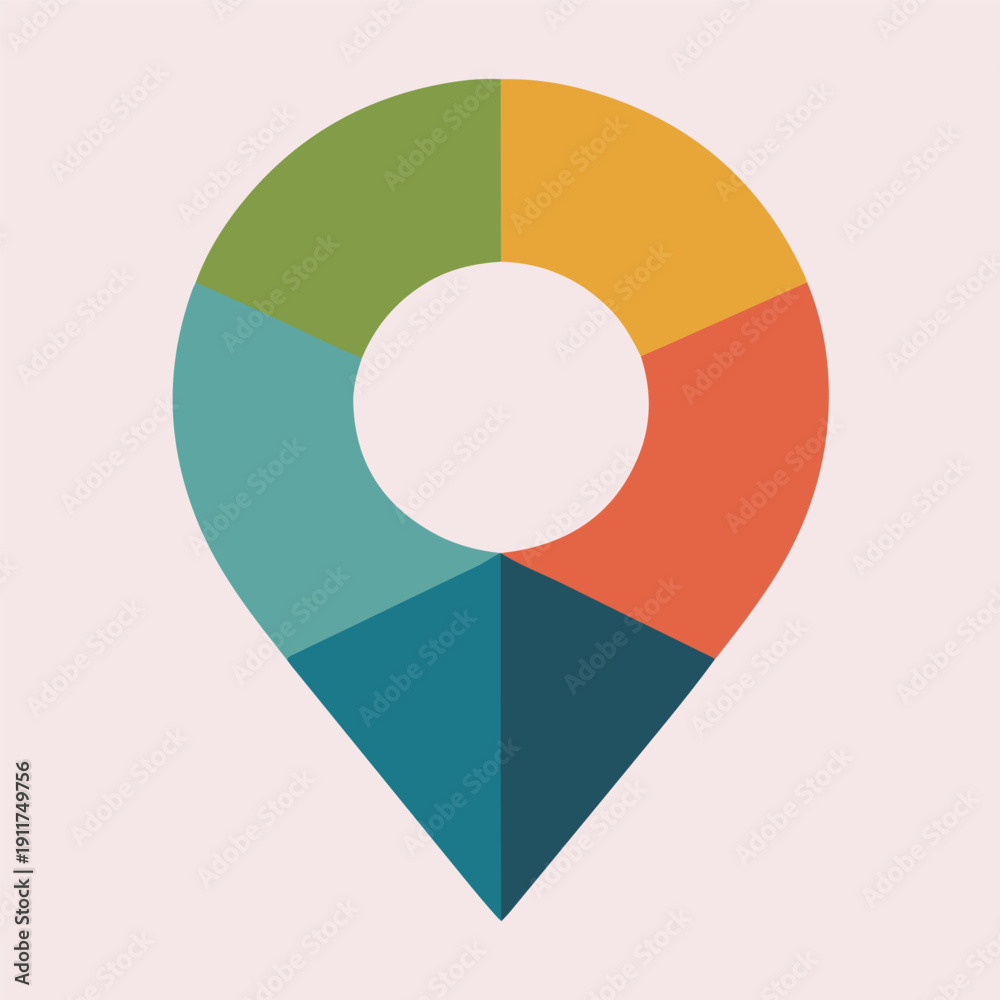 Obraz premium Colorful Segmented Map Location Pin Modern Flat Vector Icon