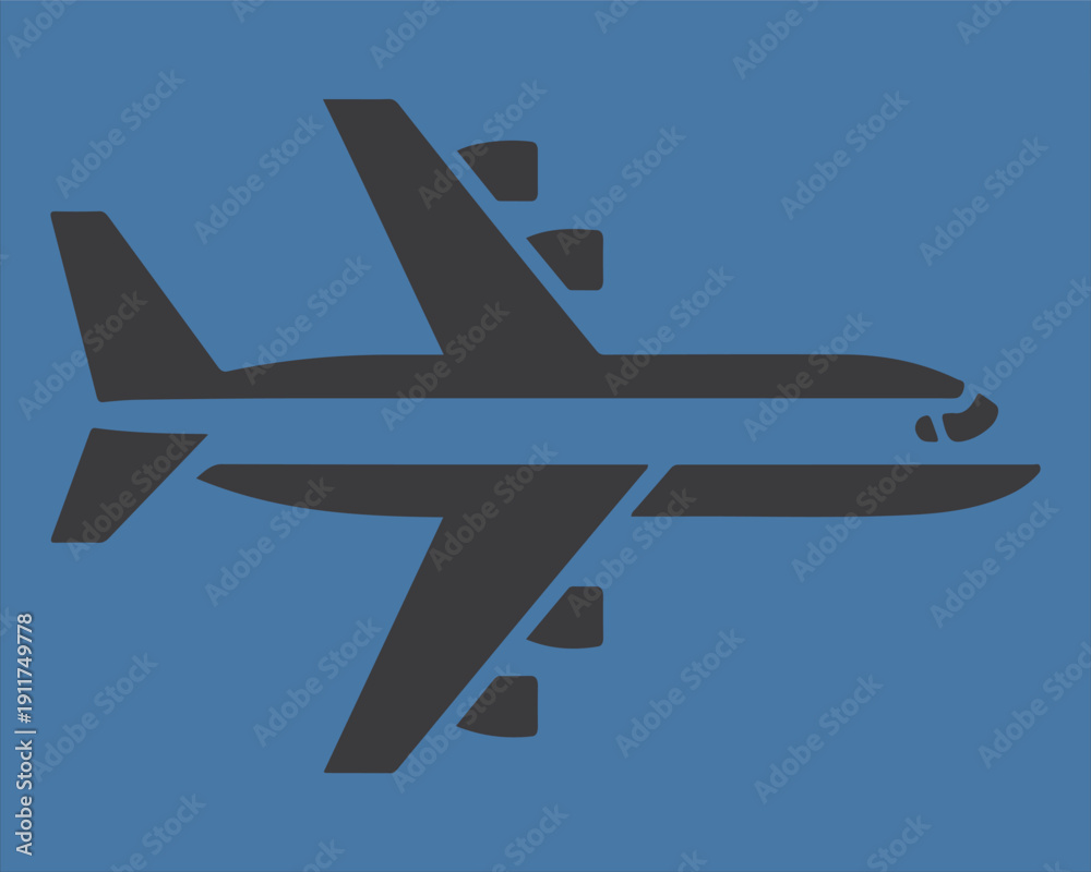 Obraz premium Minimal Military Aircraft Silhouette Flat Aviation Vector Illustration