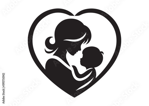 mother's day logo silhouette vector, motherhood love silhouette vector illustration, women and child logo silhouette, mother holding baby logo, happy mother's day logo vector silhouette 