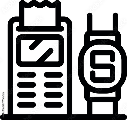 Contactless payment using smartwatch on pos terminal printing receipt, innovative technology for nfc transactions