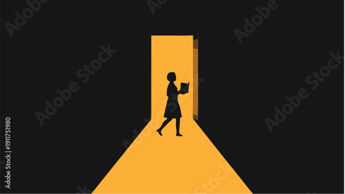 Confident businesswoman stepping into opportunity with briefcase