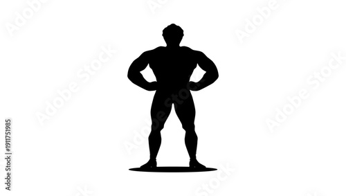 Circus strongman, black isolated silhouette