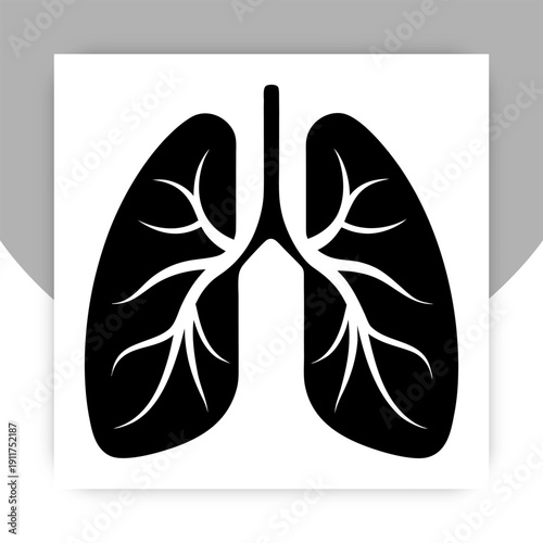Human Lungs Medical Icon Vector Illustration Isolated on White Background,