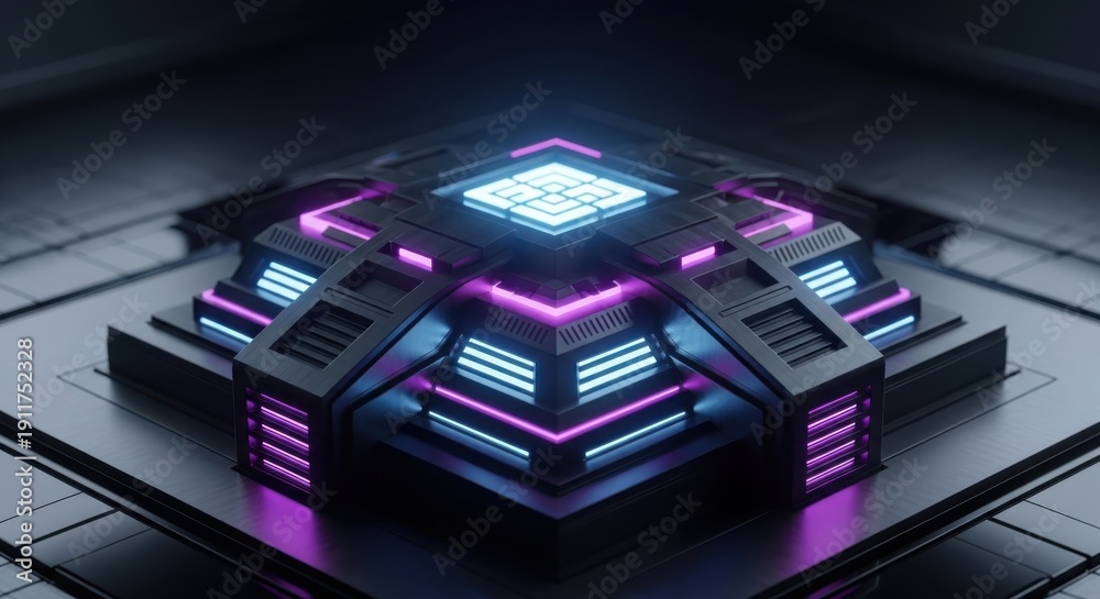 Fototapeta premium Futuristic Neon Light Platform