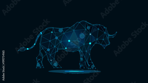 Digital bull illustration a futuristic depiction of strength and finance