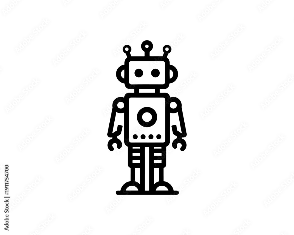 Fototapeta premium Robot minimalist logo for ai technology branding