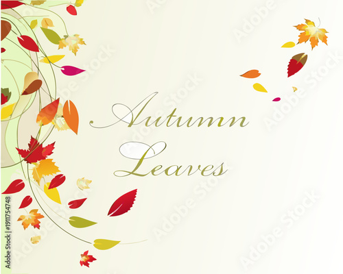 Autumn leaves gracefully swirl in a vibrant decorative design