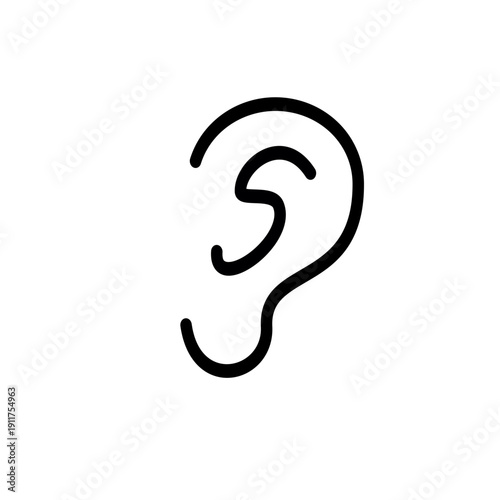 Ear, hearing icon. Vector graphic, not Artificial Intelligence, logo illustration. Replaceable vector design.
