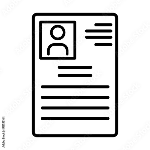 CV icon vector. Resume illustration sign. User symbol. Document logo. Web design.