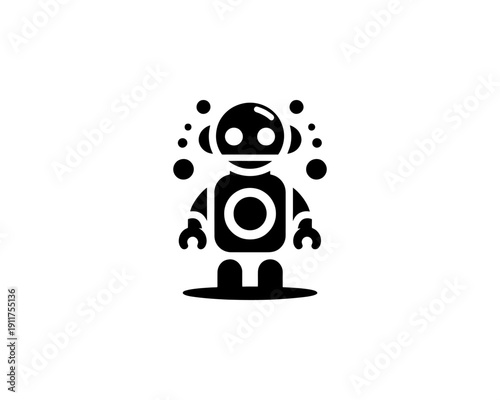 Robot minimalist logo for ai technology branding