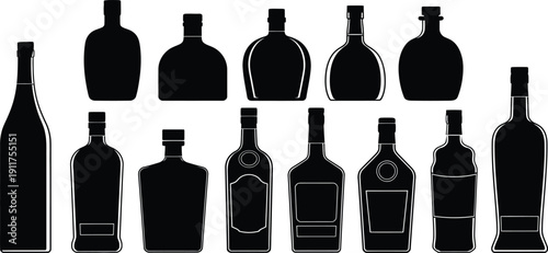 Silhouette of various beverage containers including bottles and cans