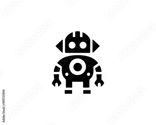 Robot minimalist logo for ai technology branding