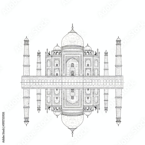 Taj Mahal Silhouette Vector – Agra India Famous Landmark
