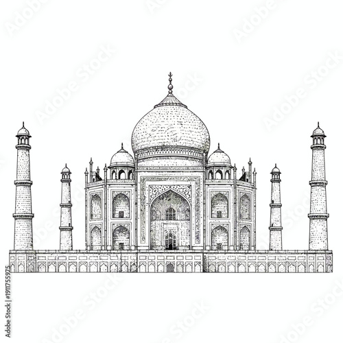 Taj Mahal Minimal Vector Design – World Famous Monument