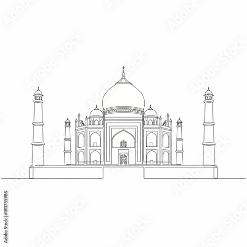 Taj Mahal Vector Art – Famous Indian Landmark Illustration
