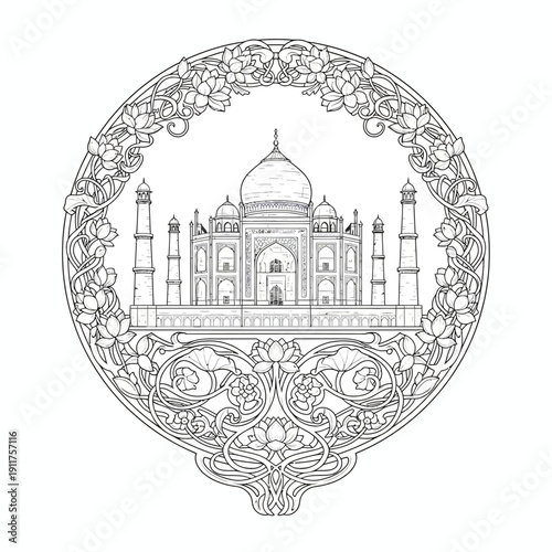 Taj Mahal Simple Vector Icon – Famous Monument of India