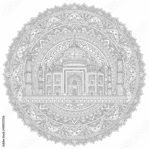 Taj Mahal Elegant Vector Art – Classic Indian Landmark Design