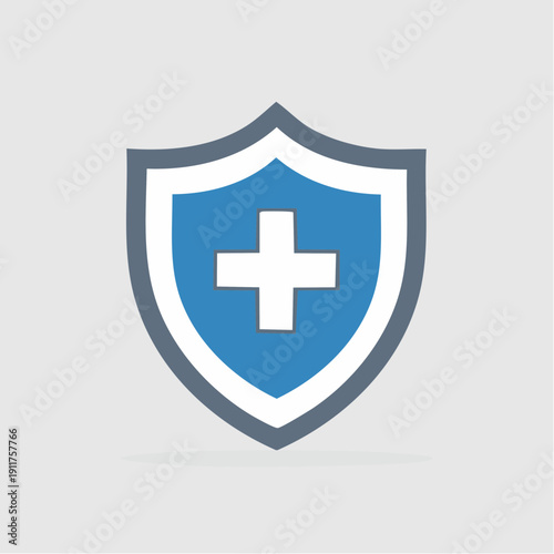 Medical Shield with Plus Symbol - Health Protection and Security Icon
