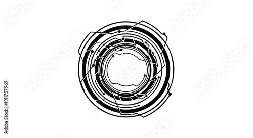 Abstract Geometric Icons Set with Hexagonal Mesh and Advanced HUD Shapes