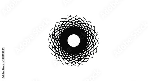 Abstract geometric target design with intersecting lines, modern minimalist black and white illustration for creative concept